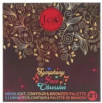 Paleta hajlajtera i bronzera J.Cat Beauty Symphony Face Obsession Highlight, Contour &amp; Bronzer Palette