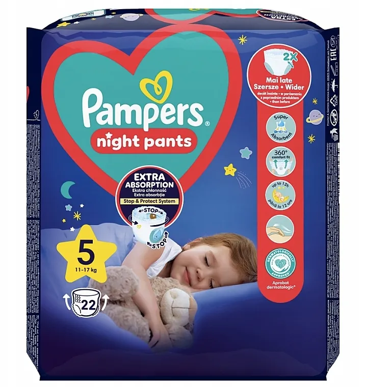 Pampers Noćne hlače Noćne pelene veličine 5 (11-17 kg), 22 kom