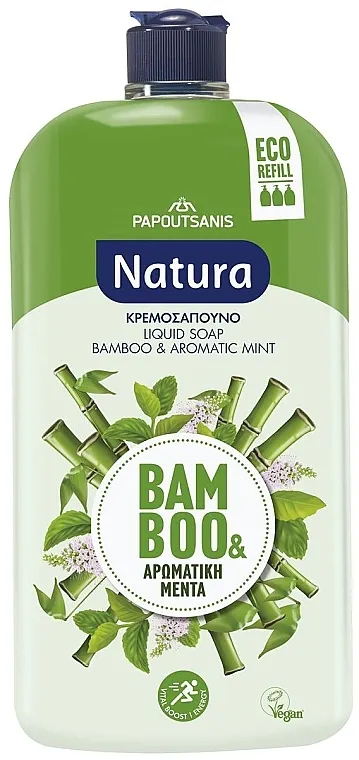 Papoutsanis Natura Liquid Soap Bottle Refill Bamboo &amp; Aromatic Mint (dopuna) Tečni sapun "Bambus i mirisna menta"