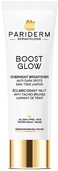 Pariderm Boost Glow Overnight Brightener Anti-Dark Spots Skin Tone Unifier Izbeljujući noćni serum za lice