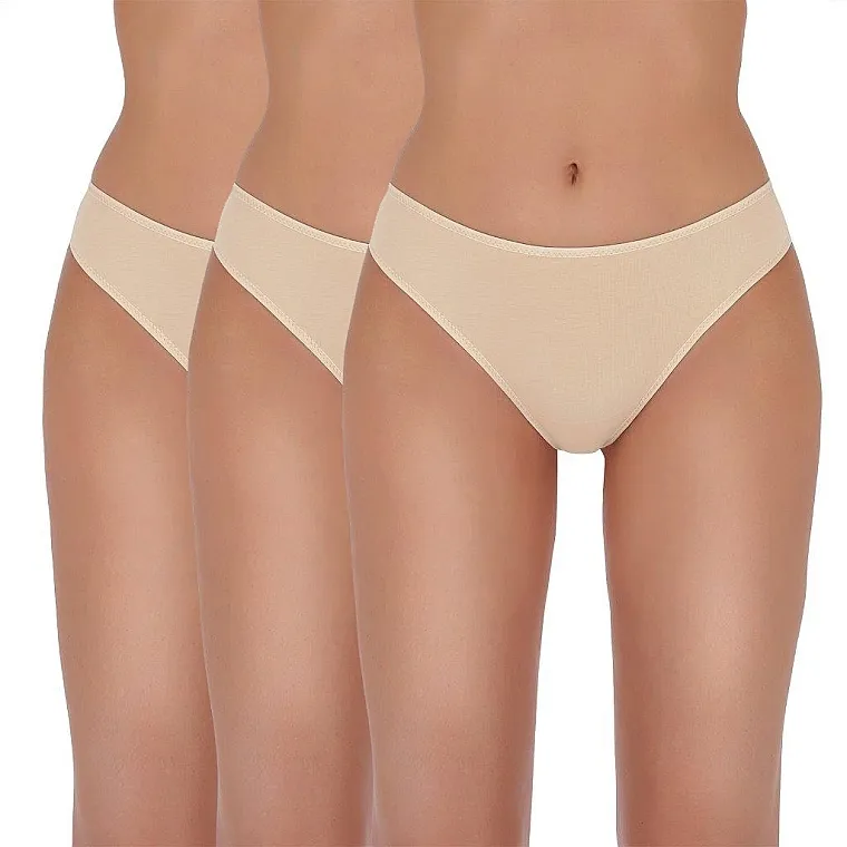 Passion Basic Thong 003 Beige Ženske tange, bež, 3‑pak