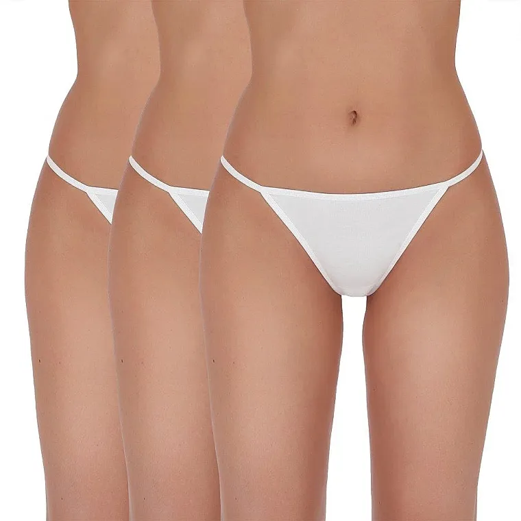 Passion Basic Thong 004 Ženske gaćice tanga, bele, pakovanje od 3 komada