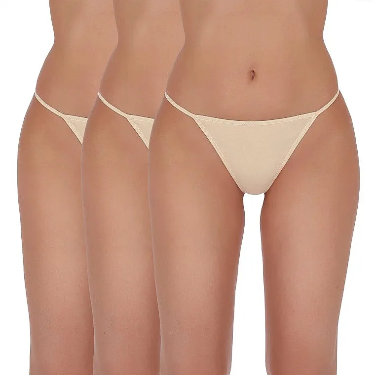 Passion Basic Thong 004 Ženske tange gaćice, bež, 3-kom