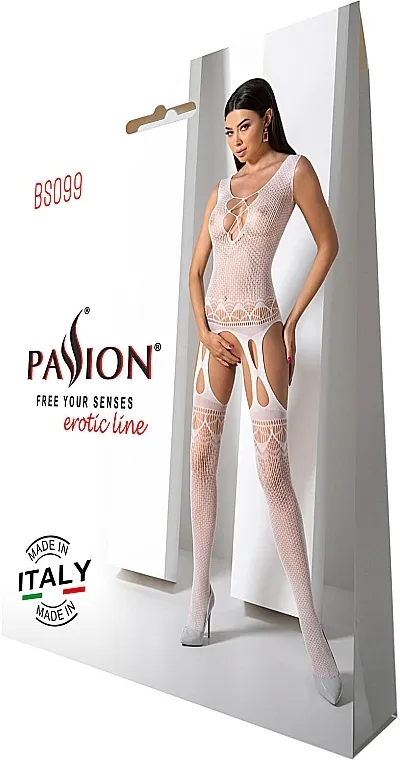 Passion Bodystocking Erotski bodi BS099, beli