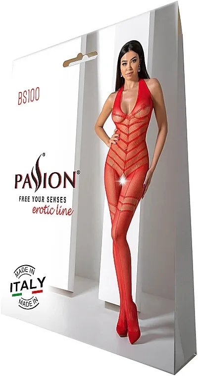 Passion Bodystocking Erotski bodi BS100, crveni
