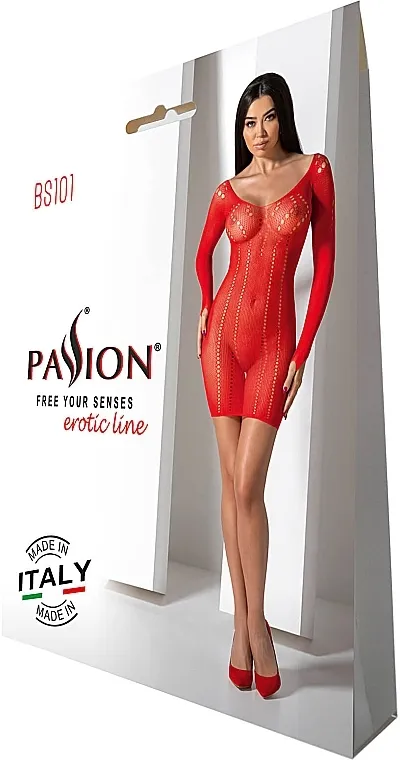 Passion Bodystocking Erotski bodi BS101, crveni