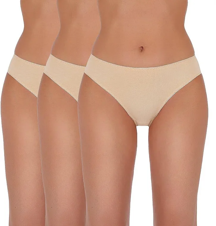 Passion Brazilijanski gaćice, Basic Panties 002, bež, 3‑pak