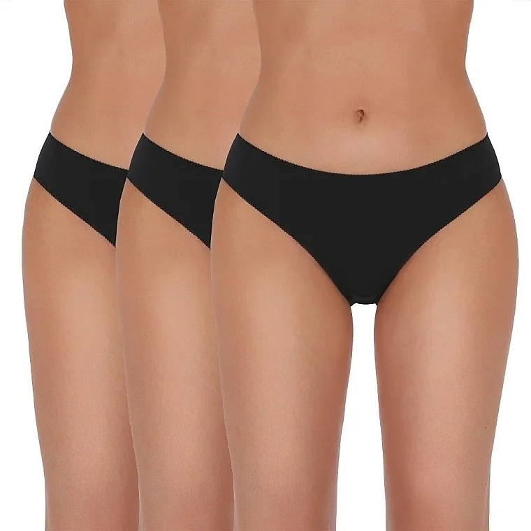 Passion Brazilske gaćice, Basic Panties 002, crne, 3‑pak