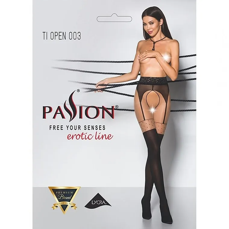 Passion Erotske hulahopke sa izrezom Tiopen 003, 20/40 Den, nero