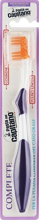 Pasta Del Capitano Toothbrush Complete Medium Četkica za zube, srednja, ljubičasta sa narandžasto-belim vlaknima