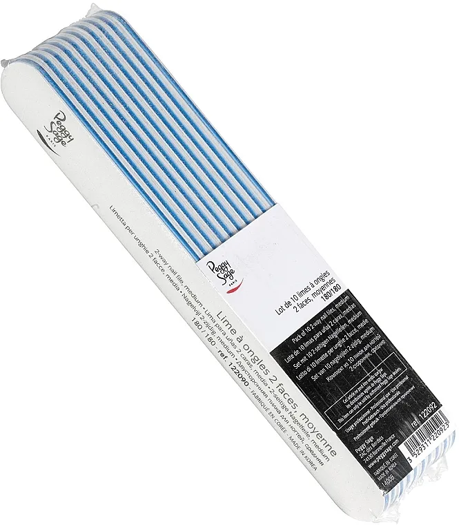 Peggy Sage 2-Way Medium Washable Nail Files Set dvostranih turpija za nokte 180/180 bele boje