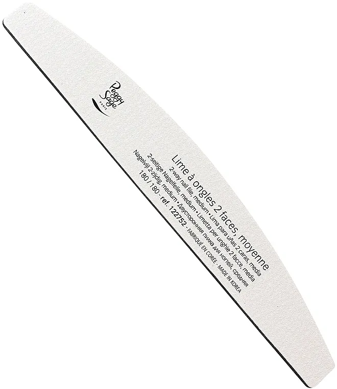 Peggy Sage 2-way Washable Half-Moon Medium Nail File Dvostrana turpija za nokte 180/180, bela