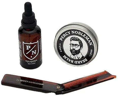 Percy Nobleman Premium Beard Care Kit (beard/oil/50ml + beard/balm/65ml + comb/1pc) Set