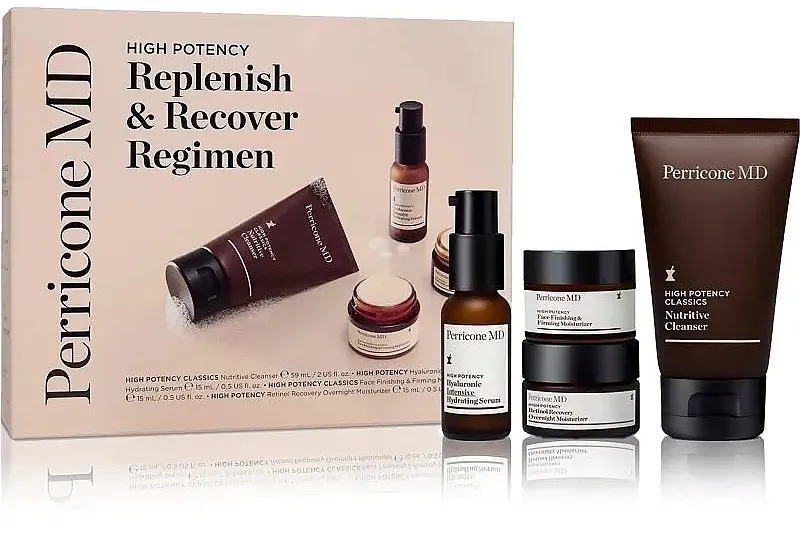 Perricone MD High Potency Replenish &amp; Recover Regimen (cleanser/59ml + ser/15ml + day cr/15ml + night/15ml) Set