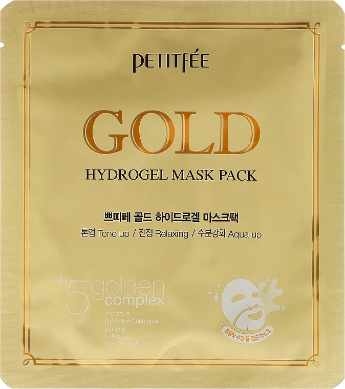 Petitfee&amp;Koelf Gold Hydrogel Mask Pack +5 Golden Complex Hidrogel maska ​​za lice sa zlatnim kompleksom +5