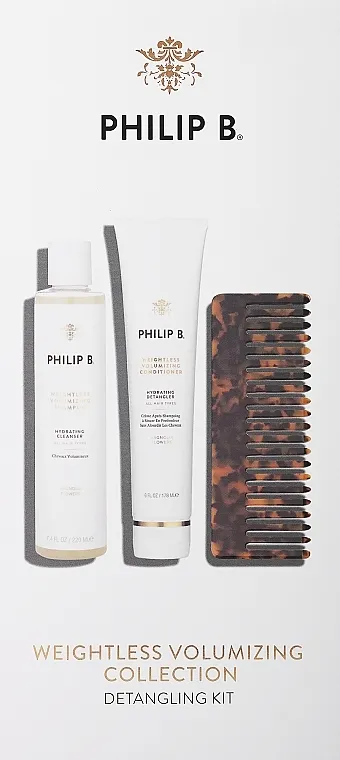 Philip B Weightless Volumizing Detangling Kit (shmp/220ml + cond/178ml + detangling comb) Set