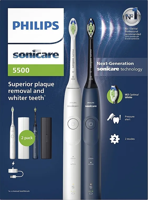 Philips Sonicare 5500 Series Electric Toothbrush Dual Pack (toothbrush/2pcs) Set električnih četkica za zube