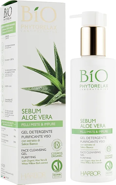 Phytorelax Laboratories Bio Phytorelax Sebum Aloe Vera Face Cleansing Gel Purifying Aloe vera gel za čišćenje lica