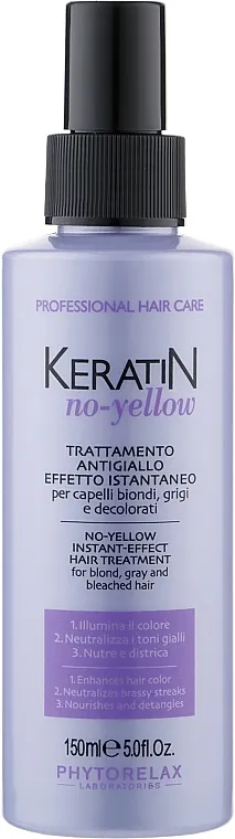 Phytorelax Laboratories Keratin No-Yellow Instant Efect Hair Treatment Maska u spreju protiv žutila za plavu kosu