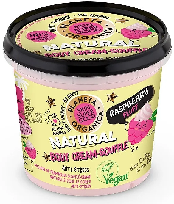 Planeta Organica Natural Body Souffle Raspberry Fluff Krema-sufle za tijelo "Malina"