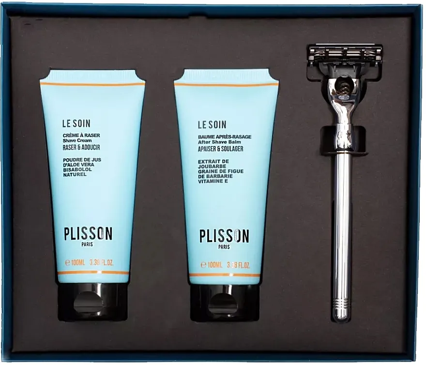 Plisson Clean Shaven Gift Box (shave/cr/100ml + af/shave/balm/100ml + razor/1pc) Set