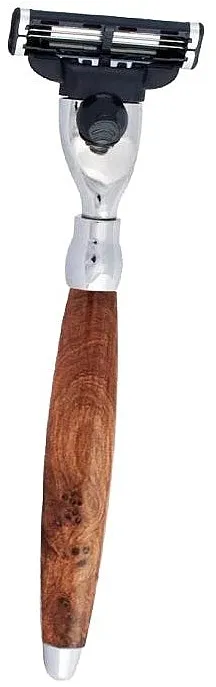 Plisson Thuja Wood And Chrome Finish Mach3 Razor Britva sa oštricom Mach3 , drvo tuje, hrom