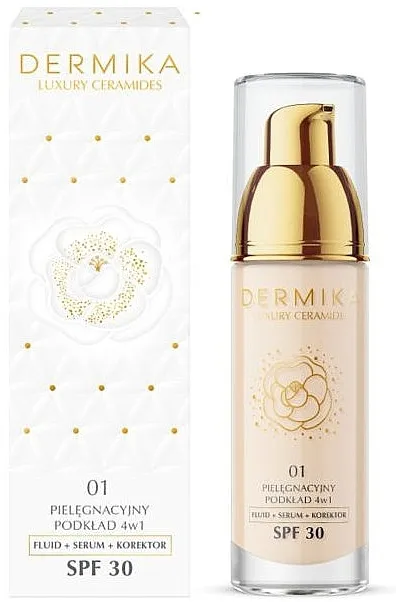 Podloga 4 u 1 Dermika Luxury Ceramides Care Foundation 4in1 Make Up + Serum + Concealer SPF30