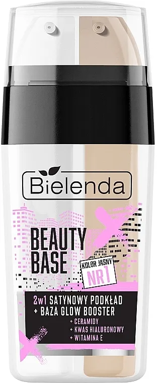 Podloga i osnova 2 u 1 Bielenda Beauty Base Satin Foundation + Glow Booster