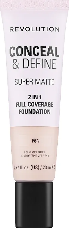 Podloga za lice Makeup Revolution Conceal &amp; Define Super Matte 2in1 Full Coverage Foundation