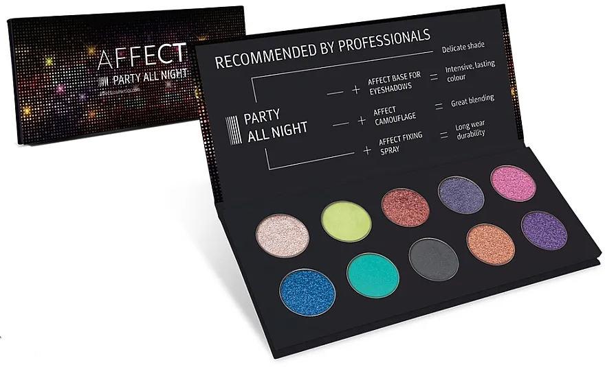 Prešana paleta sjenila za oči Affect Cosmetics Party All Night Eyeshadow Palette