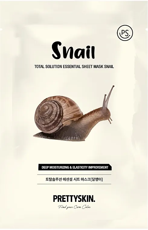 Prettyskin Total Solution Essential Sheet Mask #SNAIL Regenerativna tkanina maska sa puževim mucinom