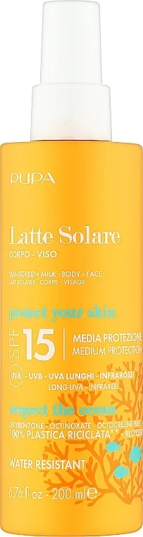 Pupa Sunscreen Milk Medium Protection SPF 15 Losion za zaštitu od sunca za lice i telo