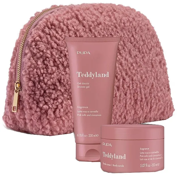 Pupa Teddyland Latte Rosa E Cannelia (b/scrub/150ml + s/gel/200ml + bag) Komplet Latte sa Ružom i Cimetom