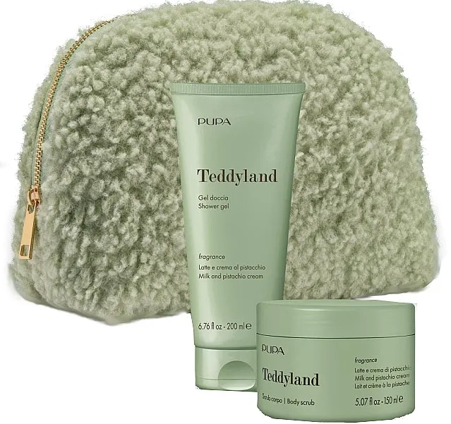 Pupa Teddyland Milk And Pistachio Cream (b/scrub/150ml + s/gel/200ml + bag) Set za negu tela