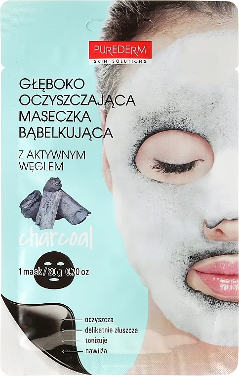 Purederm Deep Purifying Black O2 Bubble Mask Charcoal Maska za lice s kisikom za dubinsko čišćenje