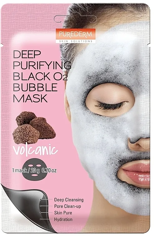 Purederm Deep Purifying Black O2 Bubble Mask Volcanic Maska za lice s kisikom za dubinsko čišćenje