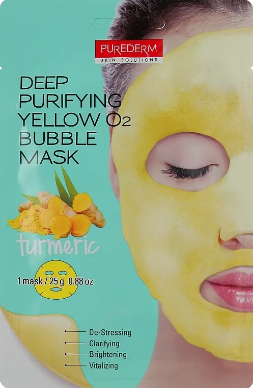 Purederm Deep Purifying Yellow O2 Bubble Mask Maska s kisikom za dubinsko čišćenje lica "Kurkuma"