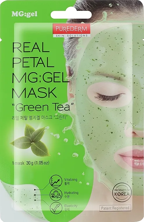 Purederm Real Petal MG:Gel Mask Green Tea Hidrogel maska ​​za lice "Zeleni čaj"