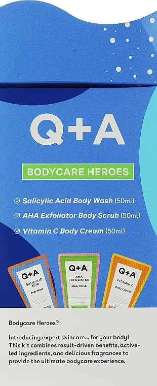 Q + A Bodycare Heroes Gift Set (sh/gel/50 ml + b/scr/50 ml + b/cr/50 ml) Set za telo
