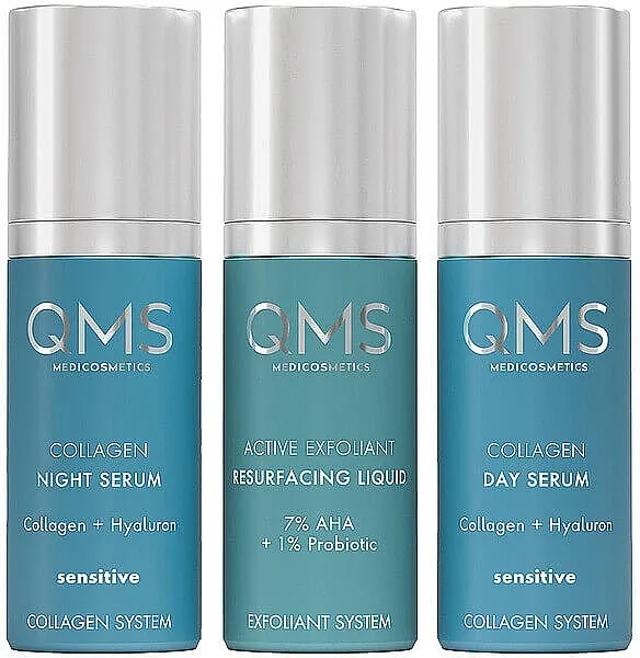 QMS Day &amp; Night 3-Step Core Routine Set Sensitive (serum/30mlx2 + exfol/30ml) Komplet
