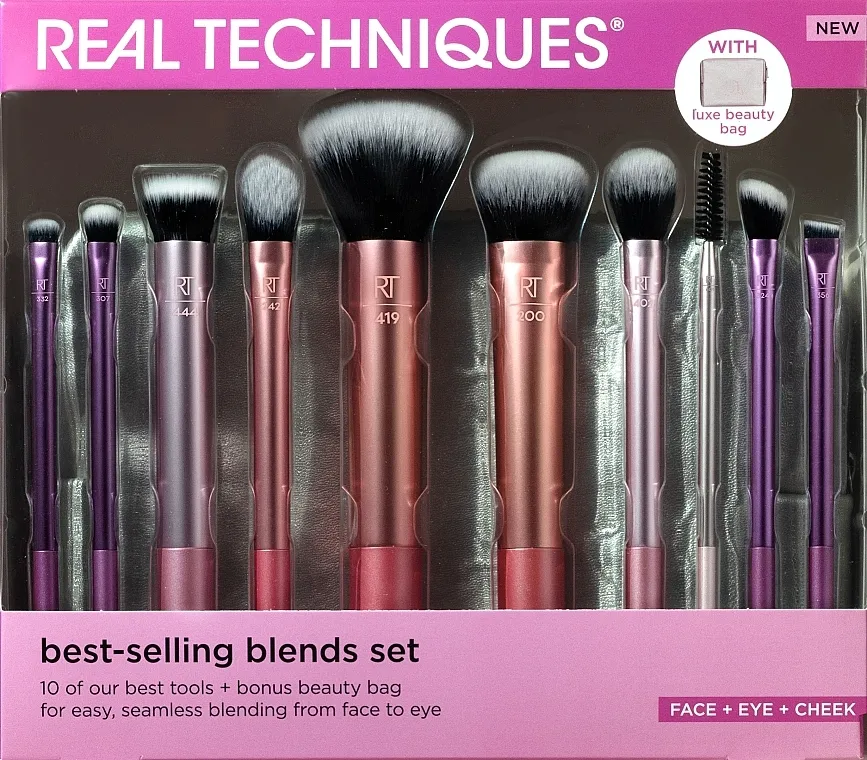 Real Techniques Best-Selling Blends Set Set četkica za šminkanje sa neseserom, 10 kom.