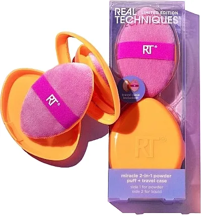 Real Techniques Miracle 2-In-1 Powder Puff + Case Night Brights Jastučić za puder sa futrolom