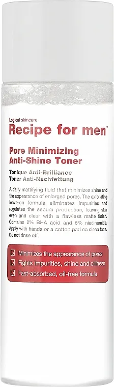 Recipe for Men Pore Minimizing Anti Shine Toner Tonik za lice