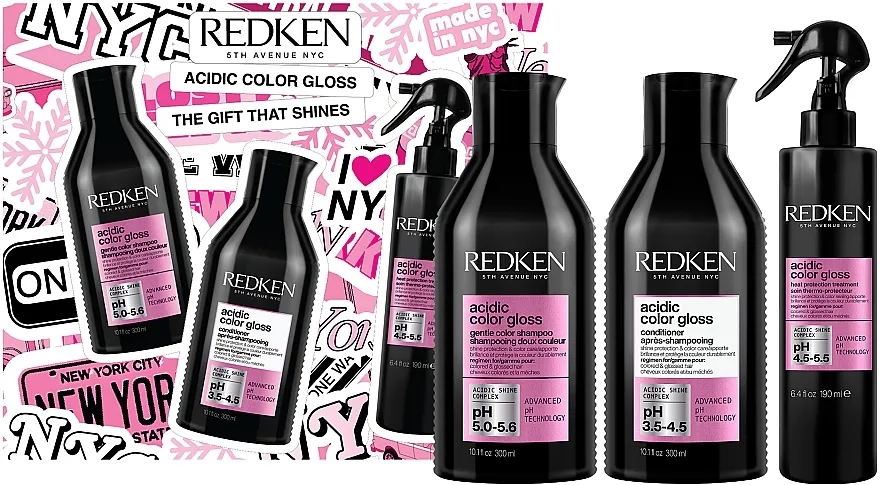 Redken Acidic Color Gloss (shm/300ml + cond/300ml + spray/190ml) Set