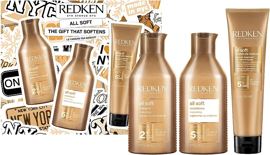 Redken All Soft (shm/300ml + cond/300ml + h/treat/150ml) Set