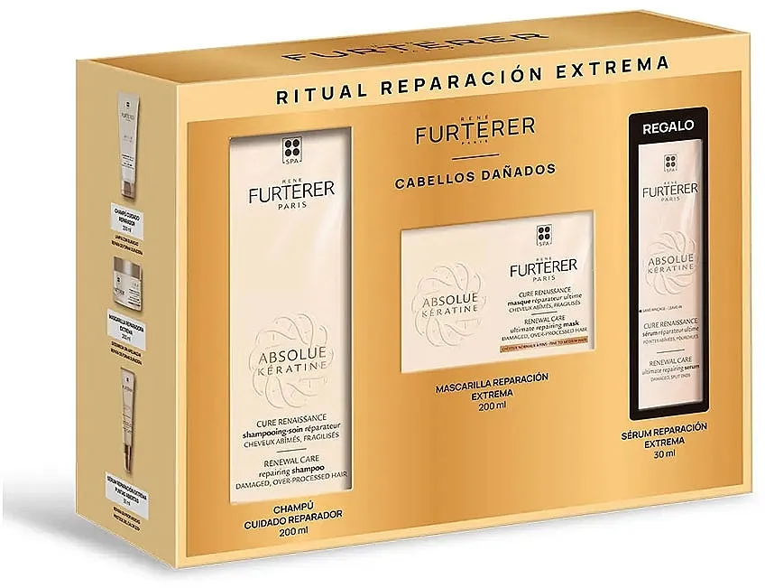 Rene Furterer Absolue Keratine Pack Ritual Reparación Extrema (sham/200ml + h/mask/200ml + h/ser/30ml) Set