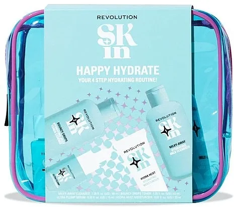 Revolution Skin Facial Routine Bag Happy Hydrate (f/milk/40ml + ess/40ml + ser/15ml + ser/20ml) Komplet