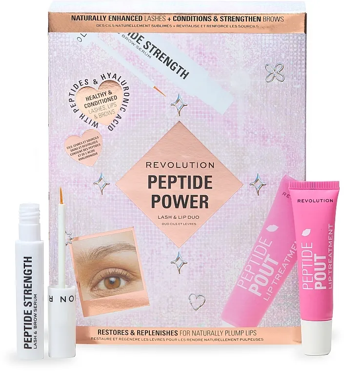 Revolution Skincare Peptide Power Lash And Lip Duo Gift (lip/balm/15ml + lash/brow/ser/3ml) Set