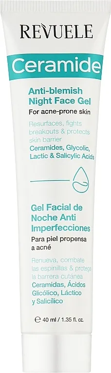 Revuele Ceramide Anti-Blemish Night Face Gel For Acne-Prone Skin Noćni gel za kožu sklonu aknama