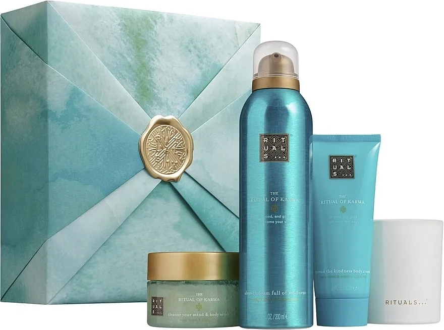 Rituals The Ritual of Karma Medium Gift Set (sh/foam/200ml + b/scr/125ml + b/cr/100ml + candle/140g)